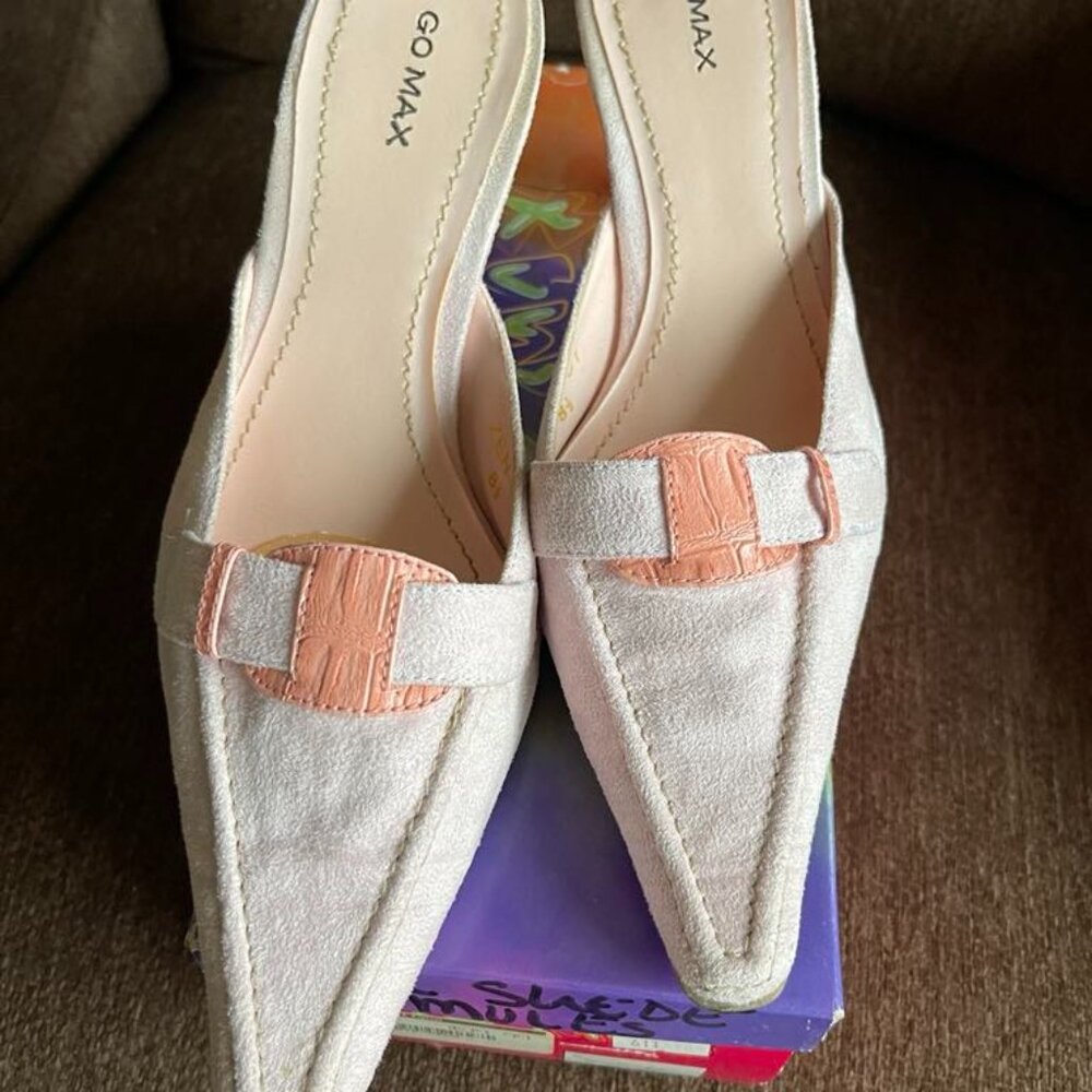 Go Max pink suede mules for women size 8.5